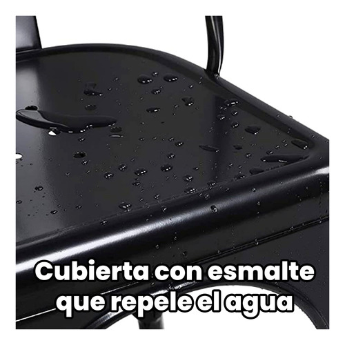 Pack 4 Silla De Comedor De Metal Negra Diseño Moderno Y Apil