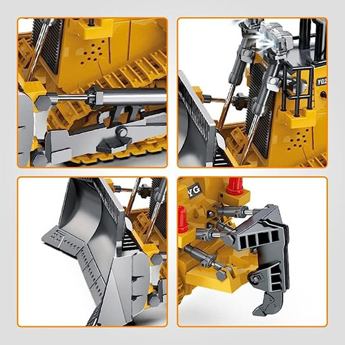 1:24 Topadora De Control Remoto Vehículo De Ingeniería 9ch Color Amarillo