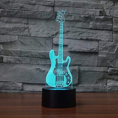 Lámpara De Mesa 3d Para Bajo De Guitarra, Luz Nocturna,