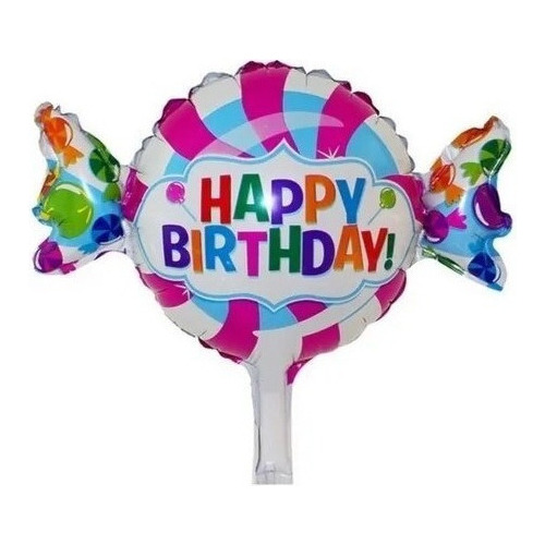 Pack 5 Globos Metalizados Caramelo Happy Birthday Chico 35cm