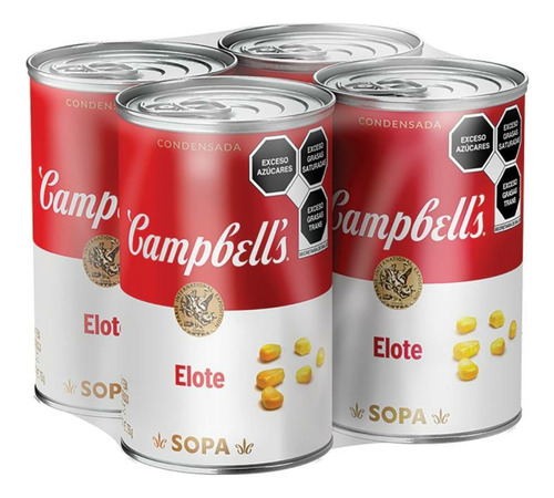 4 Sopas Campbells Crema Elote 750g Instantán Fácil Deliciosa