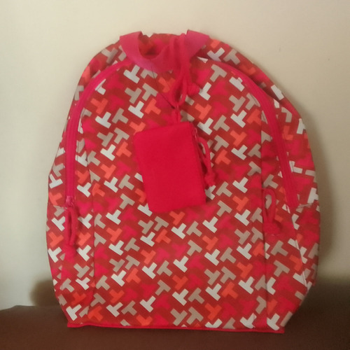 Mochila M Con Bolsa Bias Multi Print Nylon Hawaiian Rojo