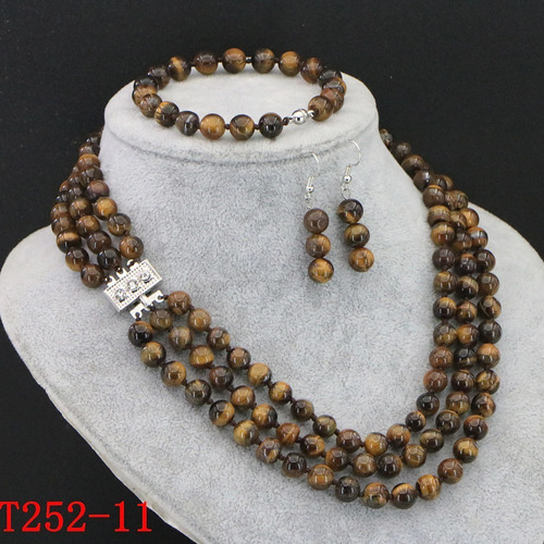 Collar,aretes,brazalete,piedra Ojo De Tigre