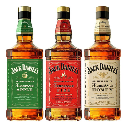 Trio Jack Daniels Apple , Fire , Honey Litro