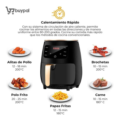 Imagen 2 de 7 de Freidora Aire Airfryer Digital 6 Litros Sin Aceite