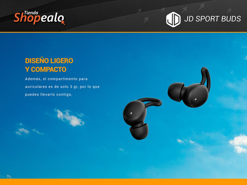 Imagen 5 de 8 de Auricular Inalámbrico Bluetooth In Ear Jd Sport Buds Negro-*