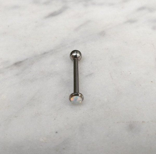 Piercing Lengua Titanio Y Ópalo Blanco