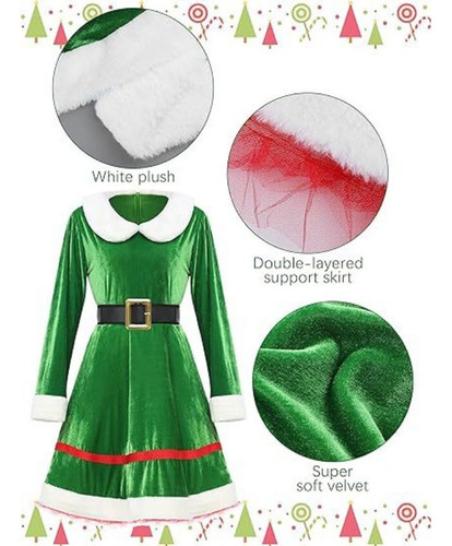 Conjunto De Disfraz De Elfo Navideño Para Mujer