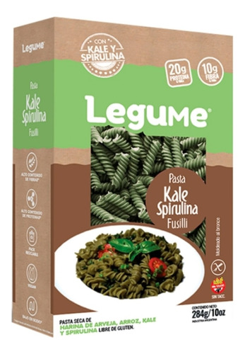 Pasta Fusilli Kale Y Espirulina X 284 Gr - Legume