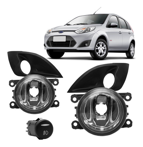 Kit Farol Milha Fiesta 2011 2012 2013 2014 Com Moldura