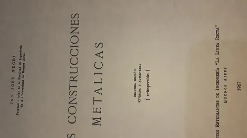 Las Construcciones Metálicas Tomo 1 José Negri S5 (Usado)