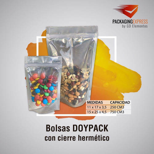 Imagen 4 de 10 de Bolsas Doypack 11x17 Metalizada Cierre Hermético Zipper X 25