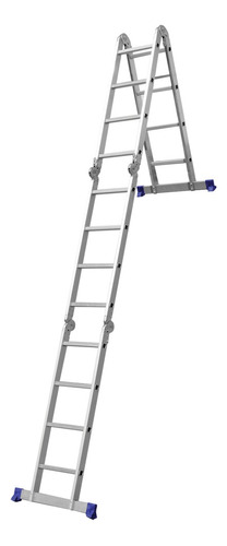 Escada Dobravel Multifuncional Aluminio 4x4 16 Degraus Mor Cor Cinza
