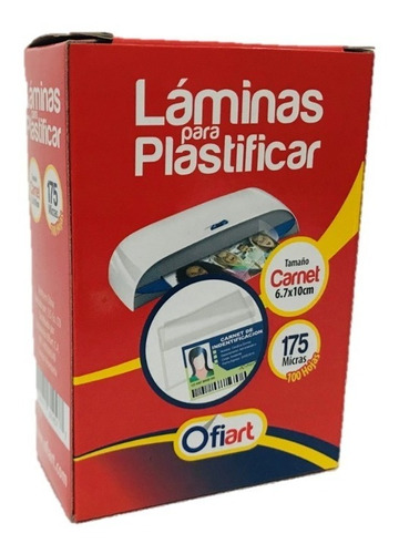 Laminas De Plastificar Carnet 175mic 200 Und