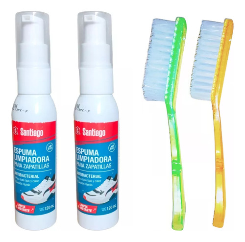 2 Limpia Zapatilla Espuma Cepillo Paño Limpia Calzado 100ml