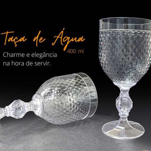 Taça De Água Acrílica Premium 400ml Suco Refresco Kit 12pçs