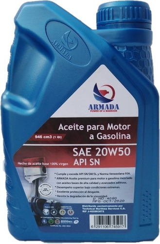 Aceite Lubricante Para Vehículos Armada 20w50 Mineral