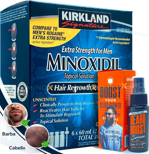 Minoxidil 5% + Suero Cafeína & Biotina Barba 29 Ml