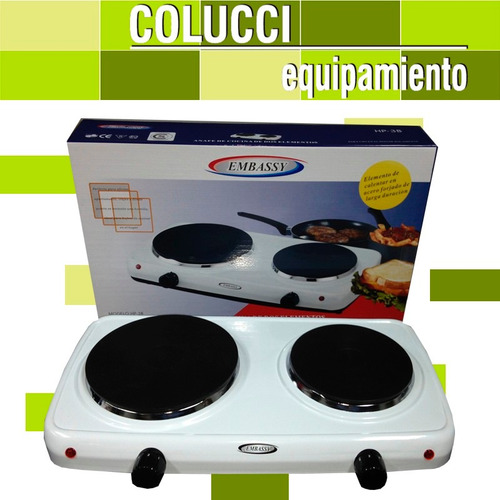 Imagen 3 de 3 de Anafe Electrico 2 Hornallas Embassy Con Termostato 2200 Watt