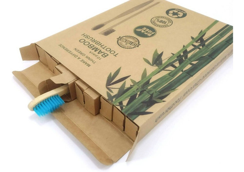 Imagen 2 de 10 de Set 10 Cepillos Dientes Madera Bambu Ecologico Cerda Suave