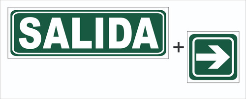 Cartel Salida 10x31 Combo Con Flecha 10x10 Pack Evacuación