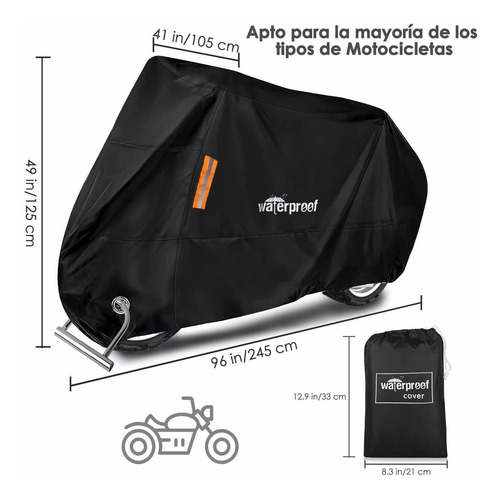 Imagen 3 de 6 de Funda De Moto Impermeable, Resistente Al Polvo A La Nieve