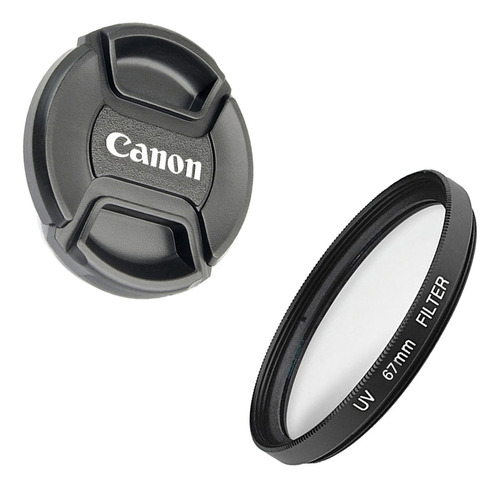 Combo Tapa Frontal + Filtro Uv Para Lente Camara Canon 67mm