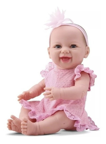 Boneca Bebê Estilo Reborn Menina Dengo 8076 Abre Os Olhos 