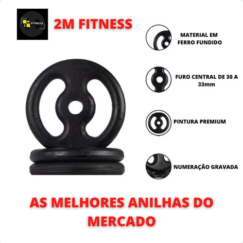 Kit Com 14 Anilhas De Ferro Fundido - 60 Kg