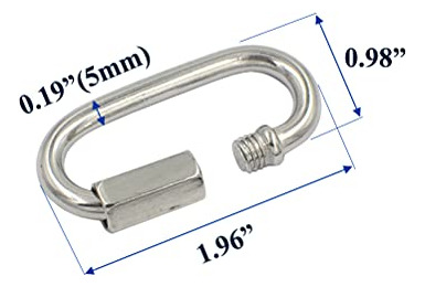 Mosquetón Acero Inoxidable M5 8 Piezas Carga: 300 Libras