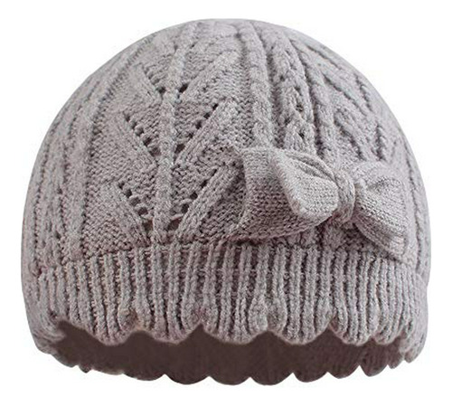 Pesaat Knit Baby Girl Beret Hat Otoño Lindo Gorro Con Lazo G