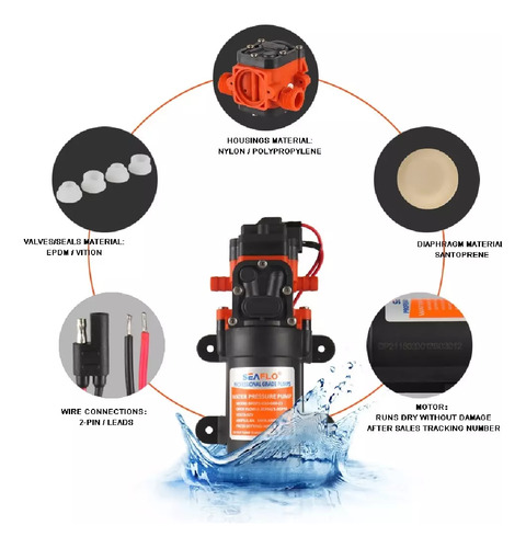Bomba De Pressurização 1 Gpm 12v 3,8l/min 4a 35psi 21s
