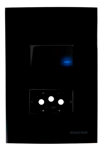 Tomada 20a +interruptor Simples C/ Led Preto Fosco Margirius