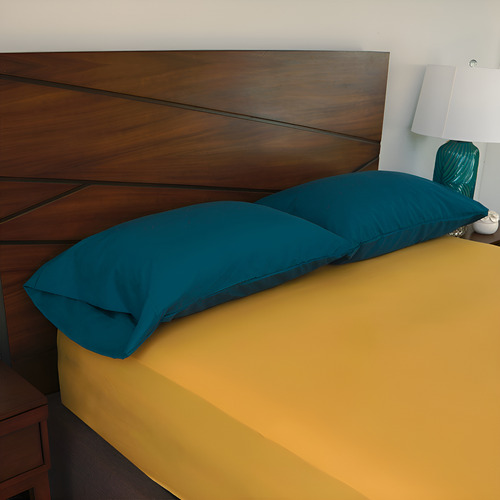 Sábana Ajustable Dues Hotel Collection King Mix And Match 2u Color Mostaza - Mostaza Diseño de la tela Liso