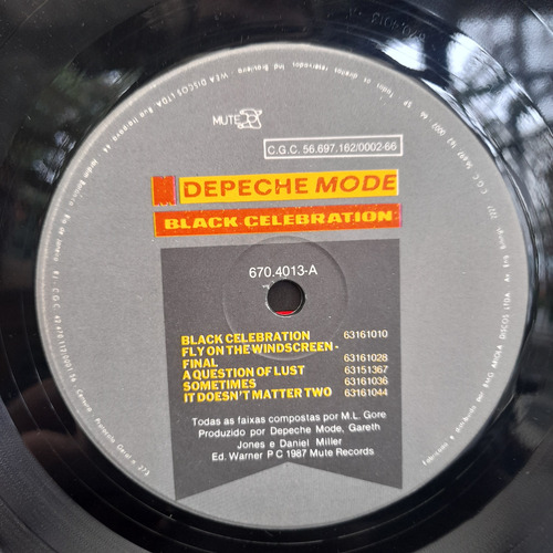 Vinil Lp Depeche Mode Black Celebration, Encarte, Ótimo