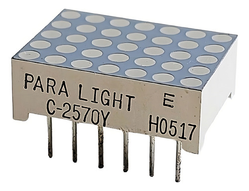 Matriz de puntos de cátodo común de 5 x 7 pulgadas, LED amarillo C-2570y