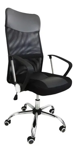 Cadeira de escritório Pelegrin 8009 ergonômica preta con estofado do couro sintético