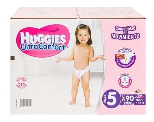 Pañal Huggies Ultra Confort Niña Etapa 5 Caja Con 90 Pz