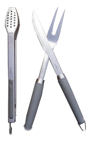 Set Parrillero Asado Parrilla Acero X3 Pz Maletin Humos