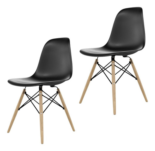 Kit 2 Cadeiras Charles Eames Eiffel Wood Design Varias Cores Cor Da Estrutura Da Cadeira Preto