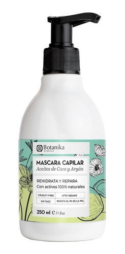 Mascara Capilar Aceite De Coco Y Argan - Botanika 250 Ml