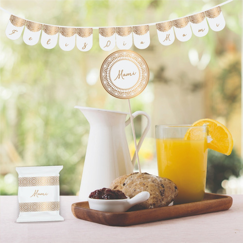 Kit Imprimible Editable Desayunos Mandala Dorado