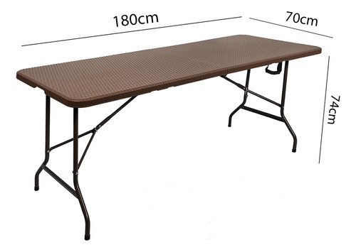 Mesa Plegable Plástico Camping Jardín 1.80 Cm Diseño Ratan