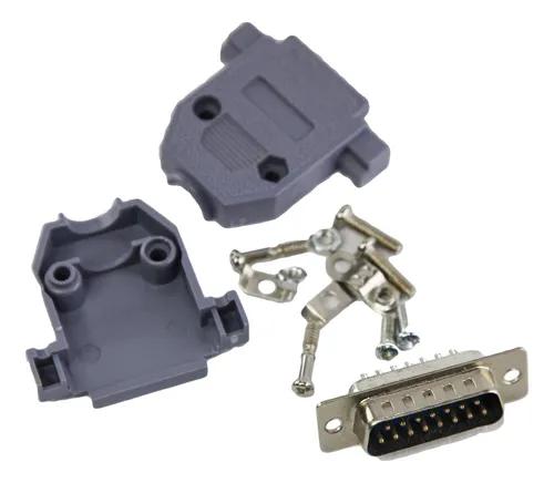 Conector Ficha Db-15 Db15 Macho 15 Pines 2 Filas + Tapa Htec