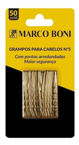 Grampo Para Cabelo Com 50 Unidades Numero 5 Dourado - Penteados - Marco Boni