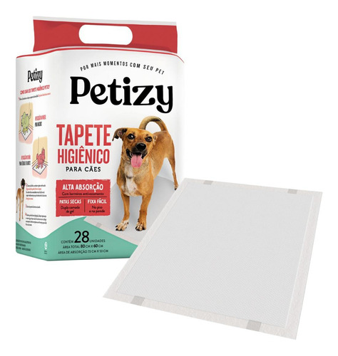 Tapete Higiênico Pet Petizy 80x60cm 28un Cachorro