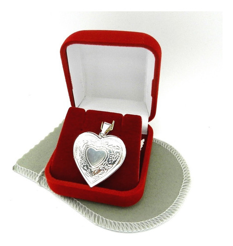 Pingente Coração Relicário 3cm Folheada Prata Pi181