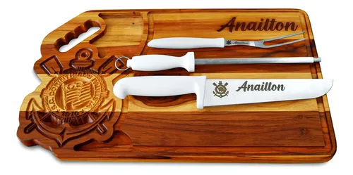 Kit Churrasco Personalizado Com Nome Na Tábua