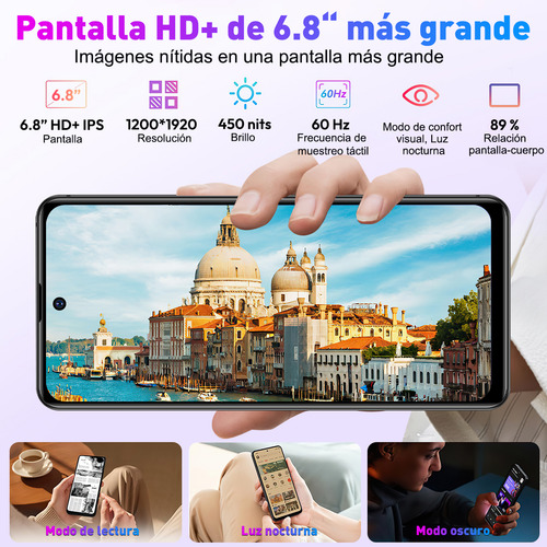 Celular 6.8 Screen Android Xnano 12 Sim Dual 4 Gb Ram 64 Gb Rom Hd + 60 Hz Phone Mobile Camera De 13+5 Mp Black, Big Battery Of 5000 Mah, Motopoco Incluye Adaptador, Color Negro