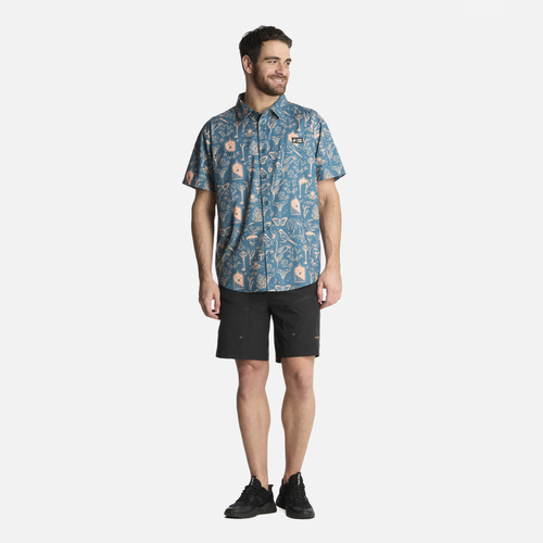 Camisa Hombre Cumbre Manga Corta Print Petroleo Haka Honu